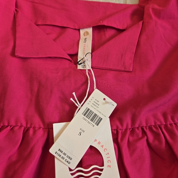 Anthropologie Daily Practice NWT Sleeveless Split-Neck Mini Fuchsia Dress - Picture 5 of 7